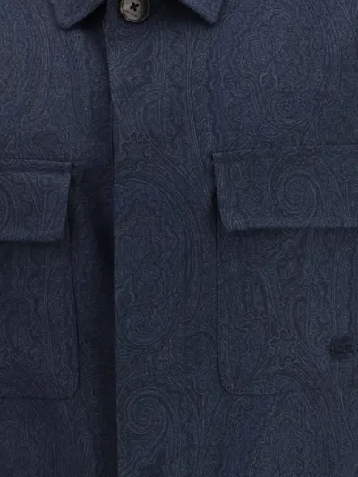 Etro Paisley-print Overshirt In Blue