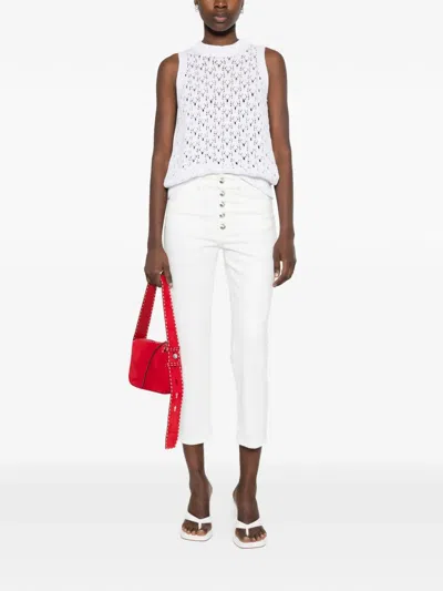Dondup Buttoned Denim Jeans In White