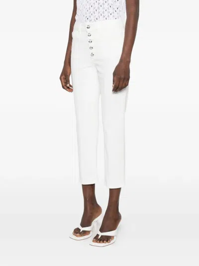 Dondup Buttoned Denim Jeans In White