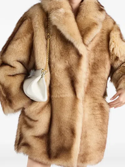 Prada Lamb Shearling Oversized Coat In Brown