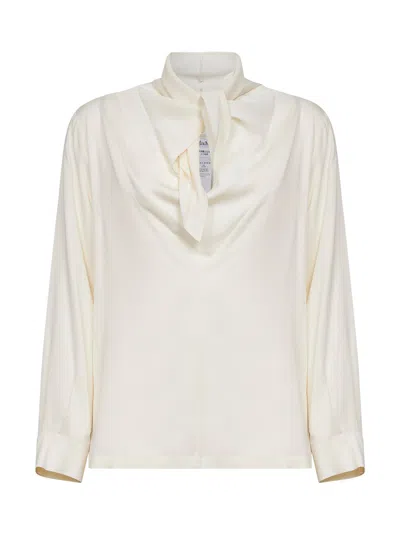 Max Mara Tie-detailed Silk Crepe De Chine Blouse In Neutral