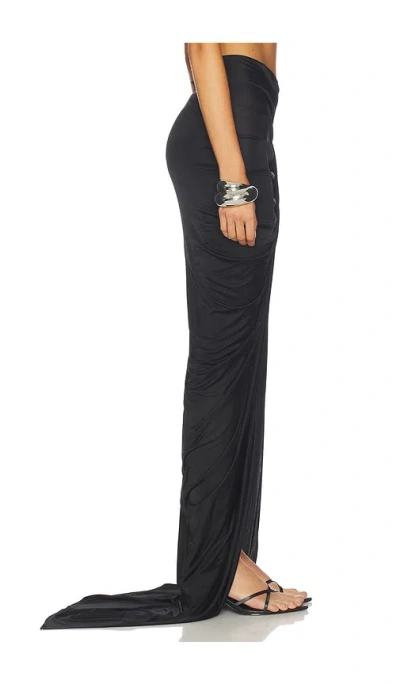 Atlein 드레이프 비대칭 스커트 In Black