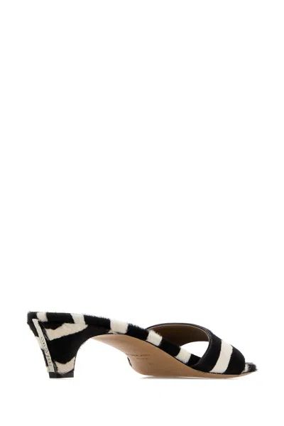 Ferragamo Sandals Open Toe Textured Finish Zebra Pattern In Multi