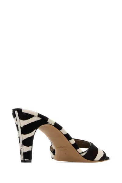 Ferragamo Tatiana Zebra Print High-heeled Sandals In Black
