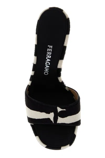 Ferragamo Tatiana Zebra Print High-heeled Sandals In Black