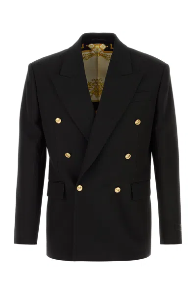 Versace Black Wool Blazer In Black
