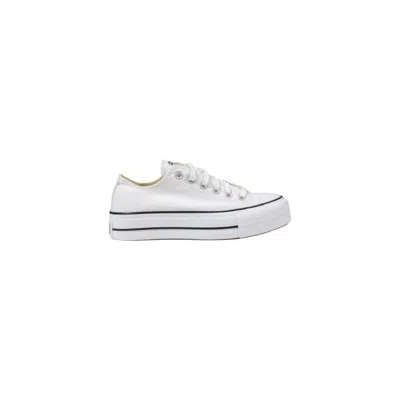 Converse White Leather Platform Sneakers In White