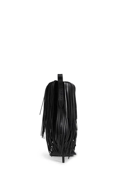 Balenciaga Avenue Fringe Ankle Boots Pointed Toe Pull Tab In Black