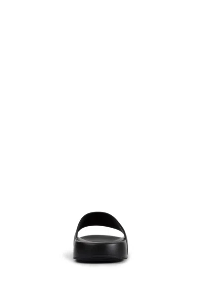 Givenchy Black Sandals With Wide Band And Contrasting Logo Patch In Rubber Man