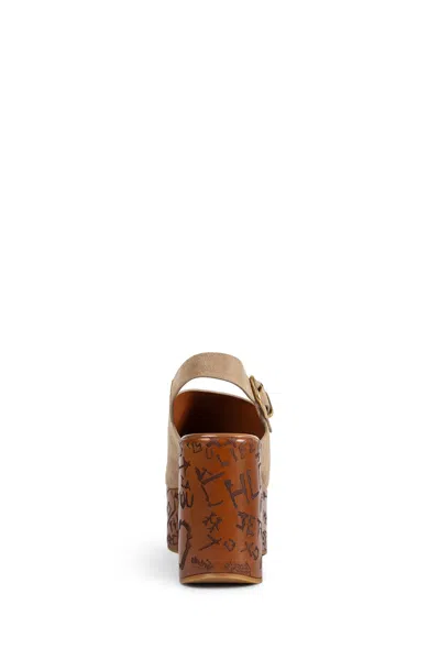 Chloé Desert Sand Beige Suede Calf Leather Maxime Wedges Sandals In Nude