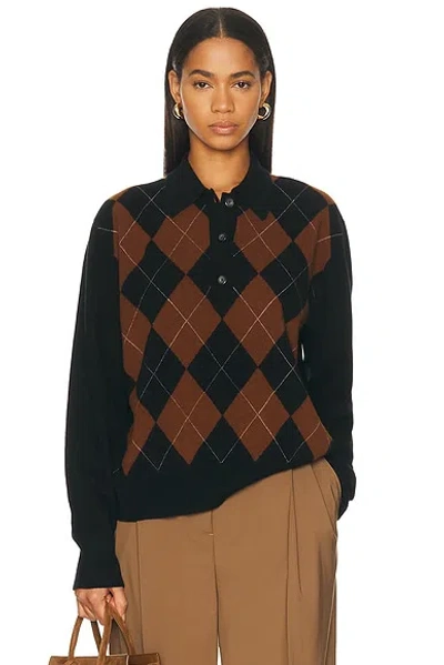 Rohe Compact Knitted Check Polo Sweater In Black