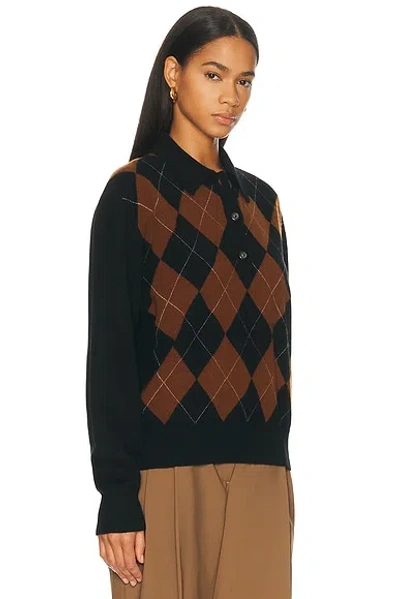 Rohe Compact Knitted Check Polo Sweater In Black