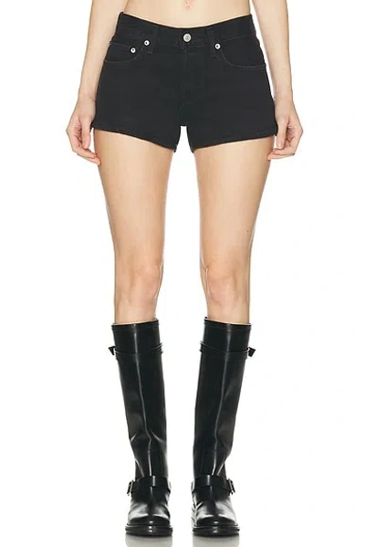Agolde Black Low-rise Parker Denim Shorts In Black