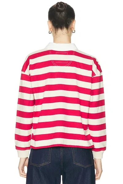 Mother Womens Tango Red And Cream The Boxy Match Cotton Polo Top