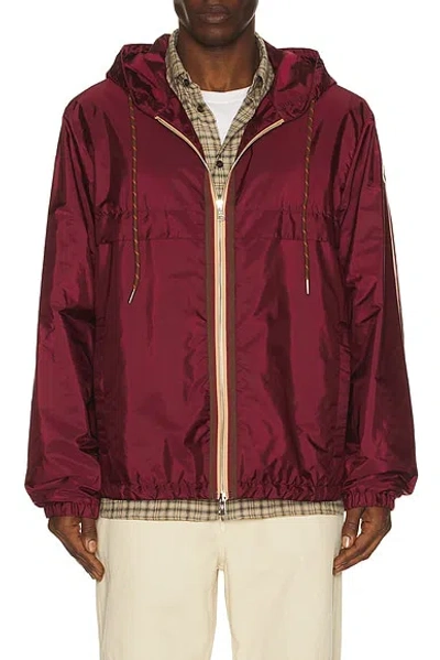 Moncler Hooded Jacket With Adjustable Hood For Men In Burgundy