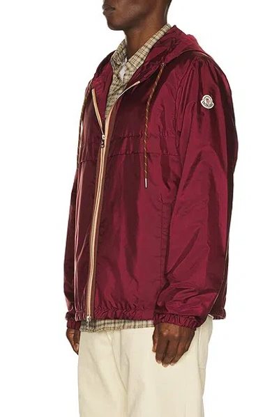 Moncler Hooded Jacket With Adjustable Hood For Men In Burgundy