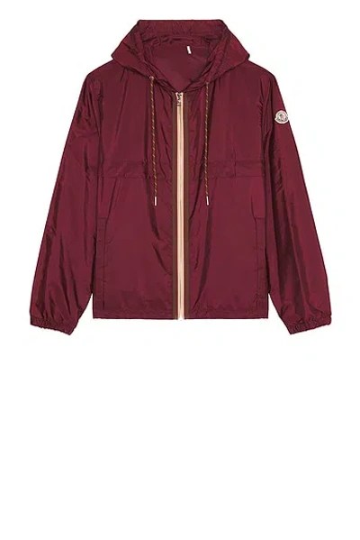 Moncler Hooded Jacket With Adjustable Hood For Men In Burgundy