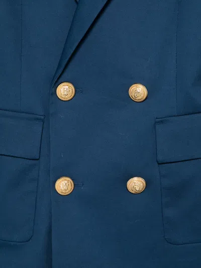 Balmain Buttoned Double-breasted Blazer In Blue
