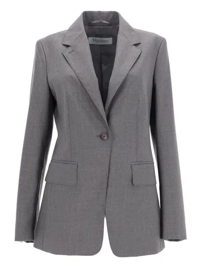 Max Mara Flap Pockets Long Sleeves Notched Lapels Jackets In Gray