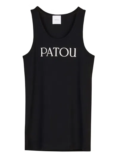 Patou Modern Sleeveless Scoop Neck Tank Top In Black