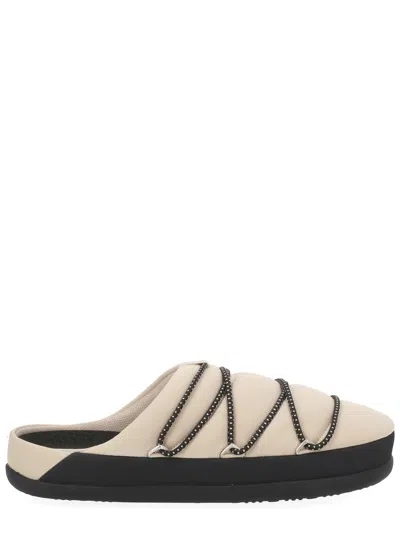 Moon Boot Quilted Flat Slippers In Neutral