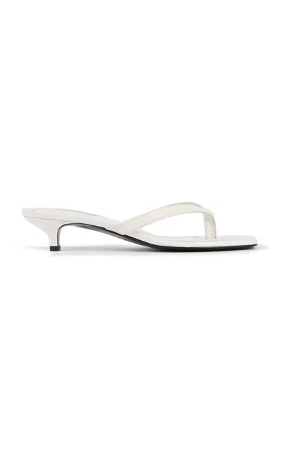 Totême Off-white Croco-embossed Leather Heeled Flip-flop Sandals