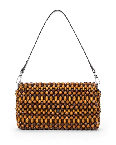 Staud Womens Multi Wood Beads Timmy Beaded Shoulder Bag In Multi