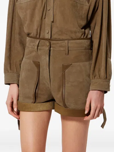 Isabel Marant Marline Leather Shorts In Green