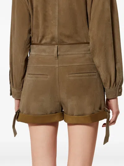Isabel Marant Marline Leather Shorts In Green