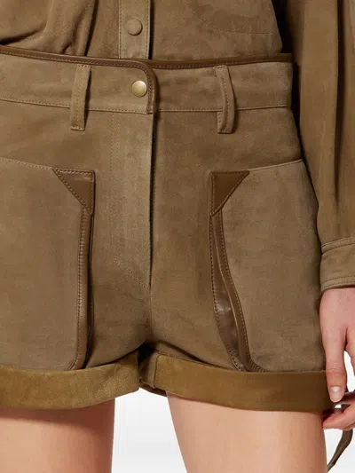 Isabel Marant Marline Leather Shorts In Green