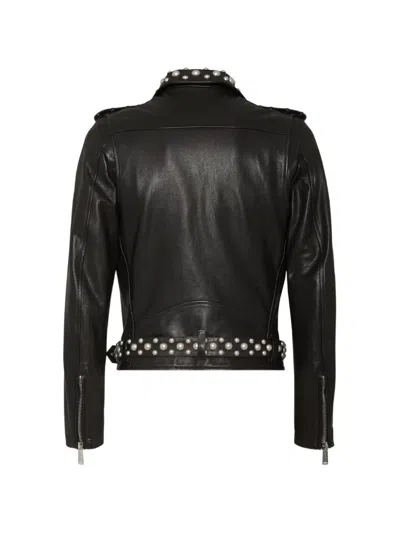 Dsquared2 Studded Pearl-embellished Jacket In Black