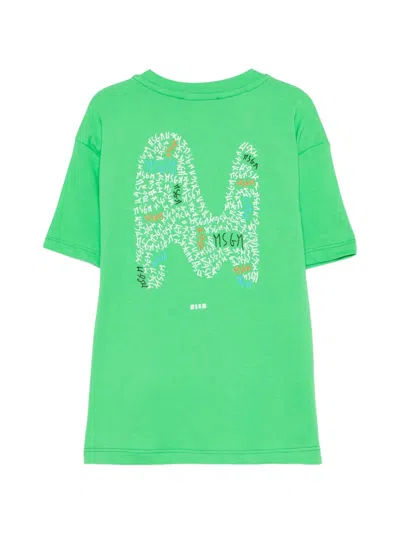Msgm Logo-print T-shirt In Green