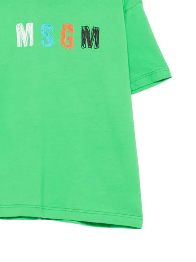 Msgm Logo-print T-shirt In Green