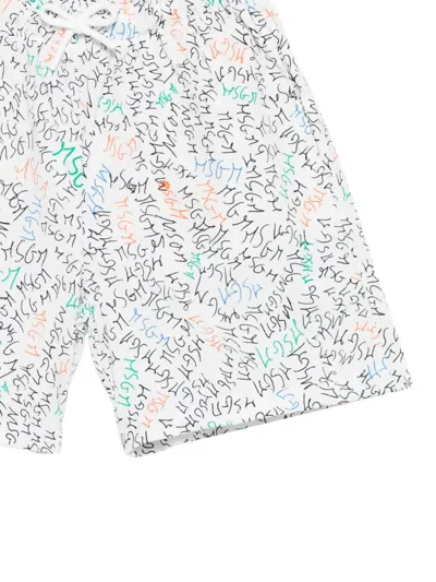 Msgm Print Shorts In White