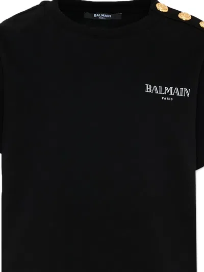 Balmain Button Short-sleeve T-shirt In Black