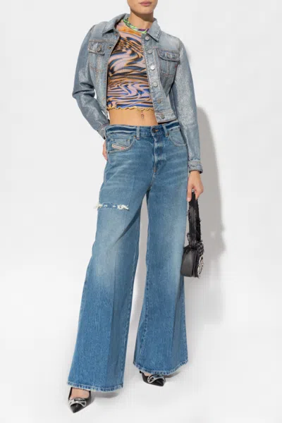 Diesel Distressed Bootcut Jeans In Blue