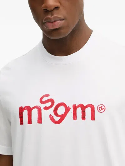 Msgm Logo-print T-shirt In White