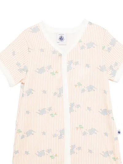 Petit Bateau Striped Romper In Multi