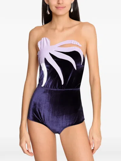 Brigitte Open-back Bodysuit In Blue