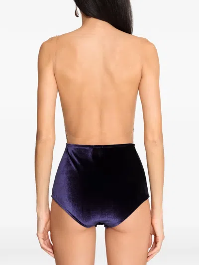 Brigitte Open-back Bodysuit In Blue