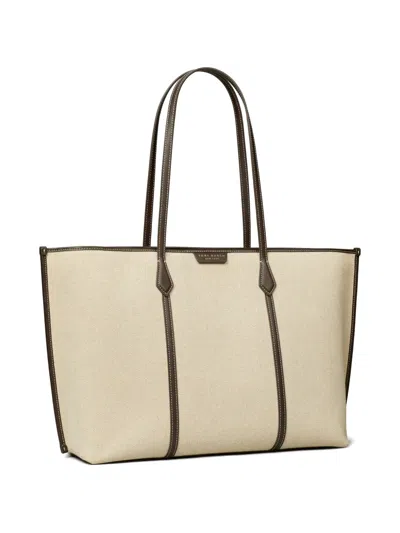 Tory Burch Perry Canvas Tote Bag Work Style In Nude