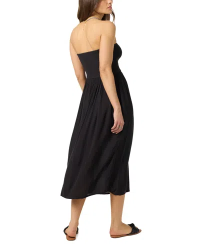 O'neill Piper Smocked Strapless Midi Dress In Black