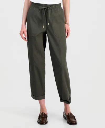 Nautica Jeans Women's Solid Cuffed Pull-on Pants In Green