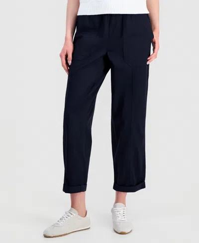 Nautica Jeans Women's Solid Cuffed Pull-on Pants In Black