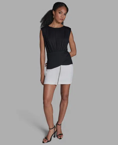 Bcbg Women's Sleeveless Volume Shoulder Draped Pull-on Top In Multi