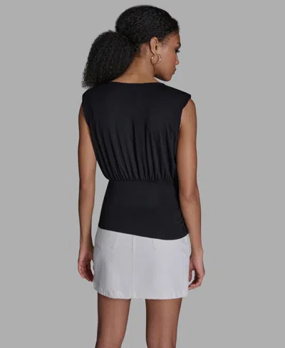 Bcbg Women's Sleeveless Volume Shoulder Draped Pull-on Top In Multi