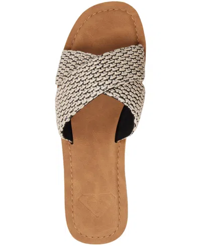 Roxy Andreya Raffia Slide Sandal In Black