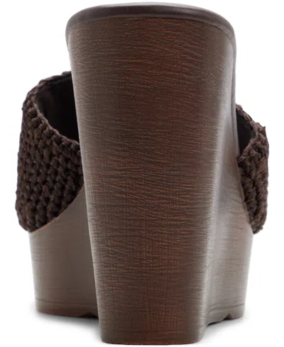 Aldo Grounded Crochet Wedge Heeled Sandals In Brown
