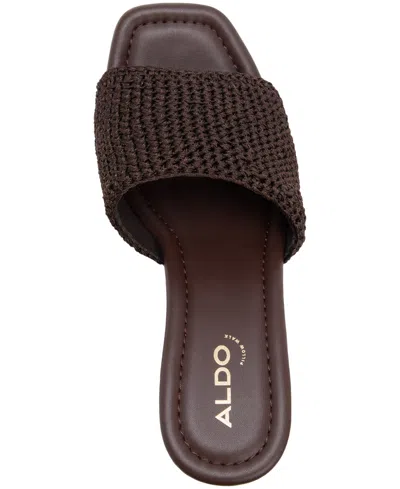 Aldo Grounded Crochet Wedge Heeled Sandals In Brown