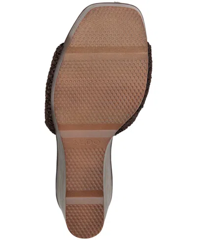 Aldo Grounded Crochet Wedge Heeled Sandals In Brown
